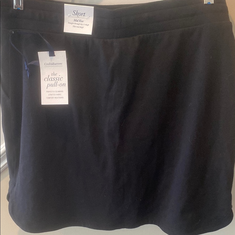 Croft & Barrow Black Pull-On Skort NEW with TAGS